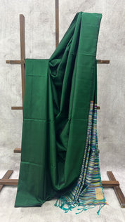 Bottle Green Soft Silk Saree - SRBGSSS390