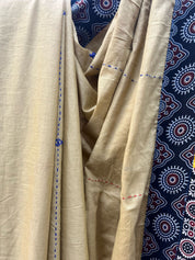 Beige Cotton Patchwork Saree-SRBCPS219