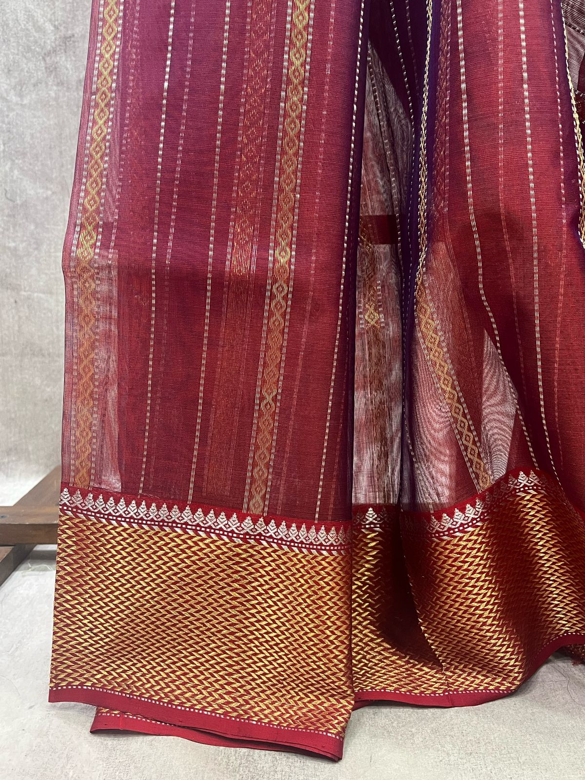 Two Tone Maroon Chanderi Silk Saree - SRTTMCSS175