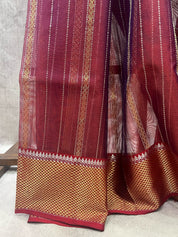 Two Tone Maroon Chanderi Silk Saree - SRTTMCSS175