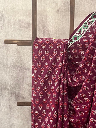 Plum HBP Cotton Saree - SRPCS1743