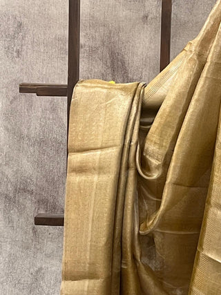 Golden Yellow Tissue Tussar Silk Saree - SRGYSS199