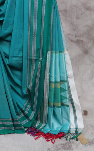 Aqua Green Cotton Ilkal Saree-SRAGCIS250