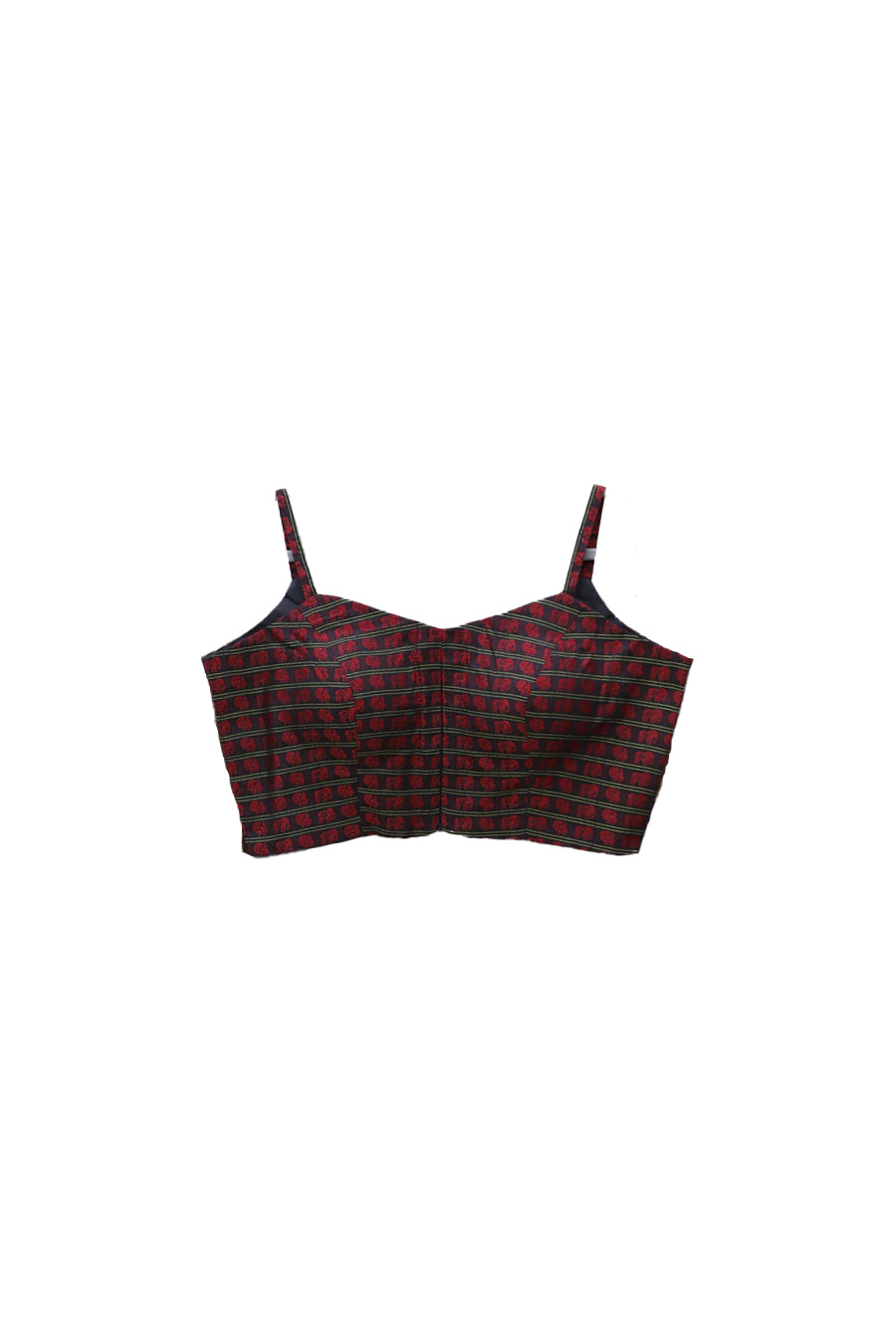 Black-_Red_Hathi_Mor_Sleeveless_Khun_Blouse_With_Maroon_Border-SRBRKB106.jpg