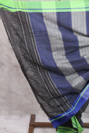 Black Big Checks Cotton Patteda Anchu Saree