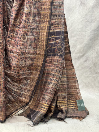 Brown Tussar Silk Digital Print Saree (RD21)