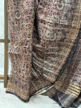 Brown Tussar Silk Digital Print Saree (RD21)