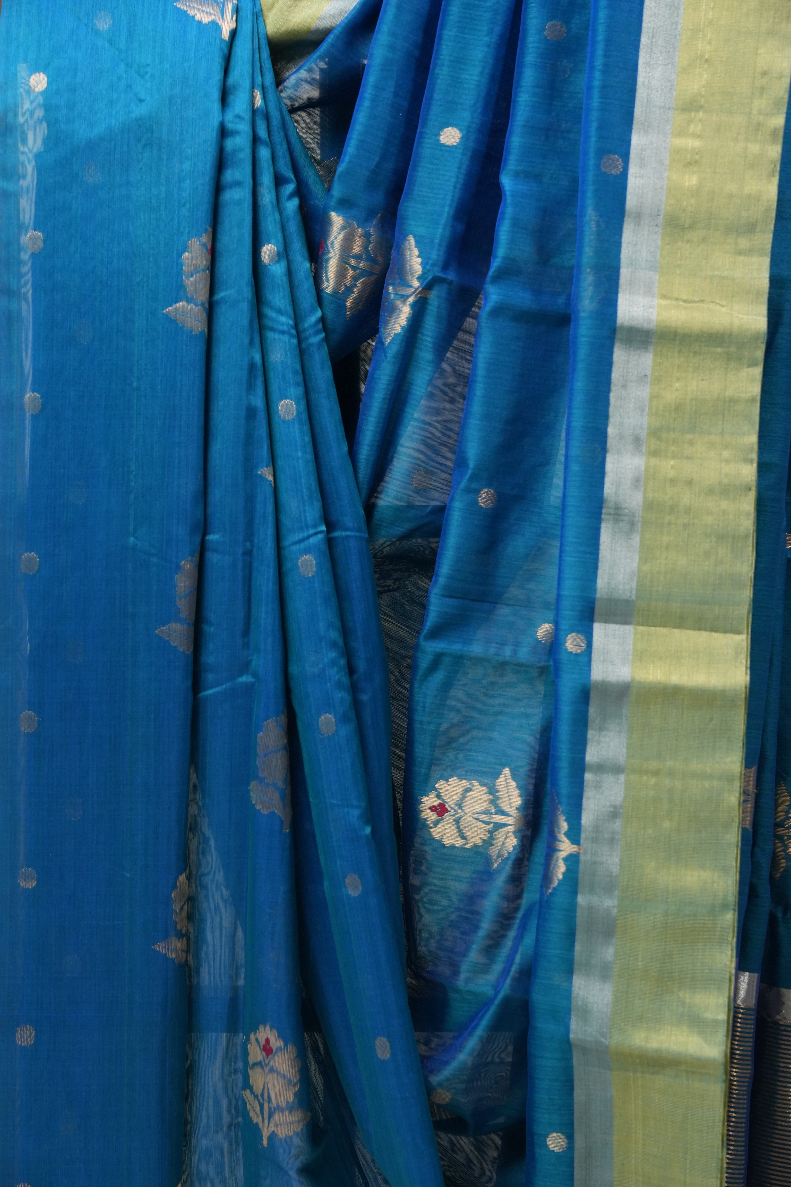 Blue Chanderi Cotton Silk Saree - SRBCSS424