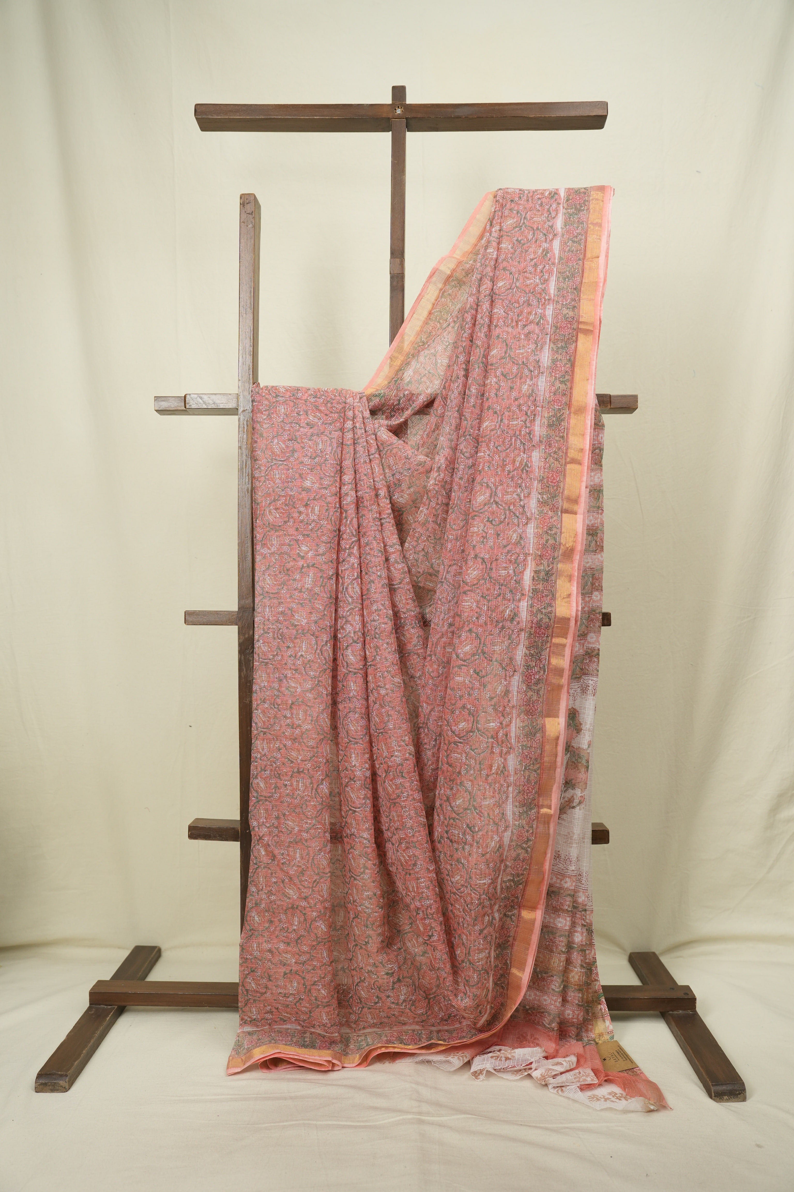 Peach Kota Doria Saree - SRPKDS310