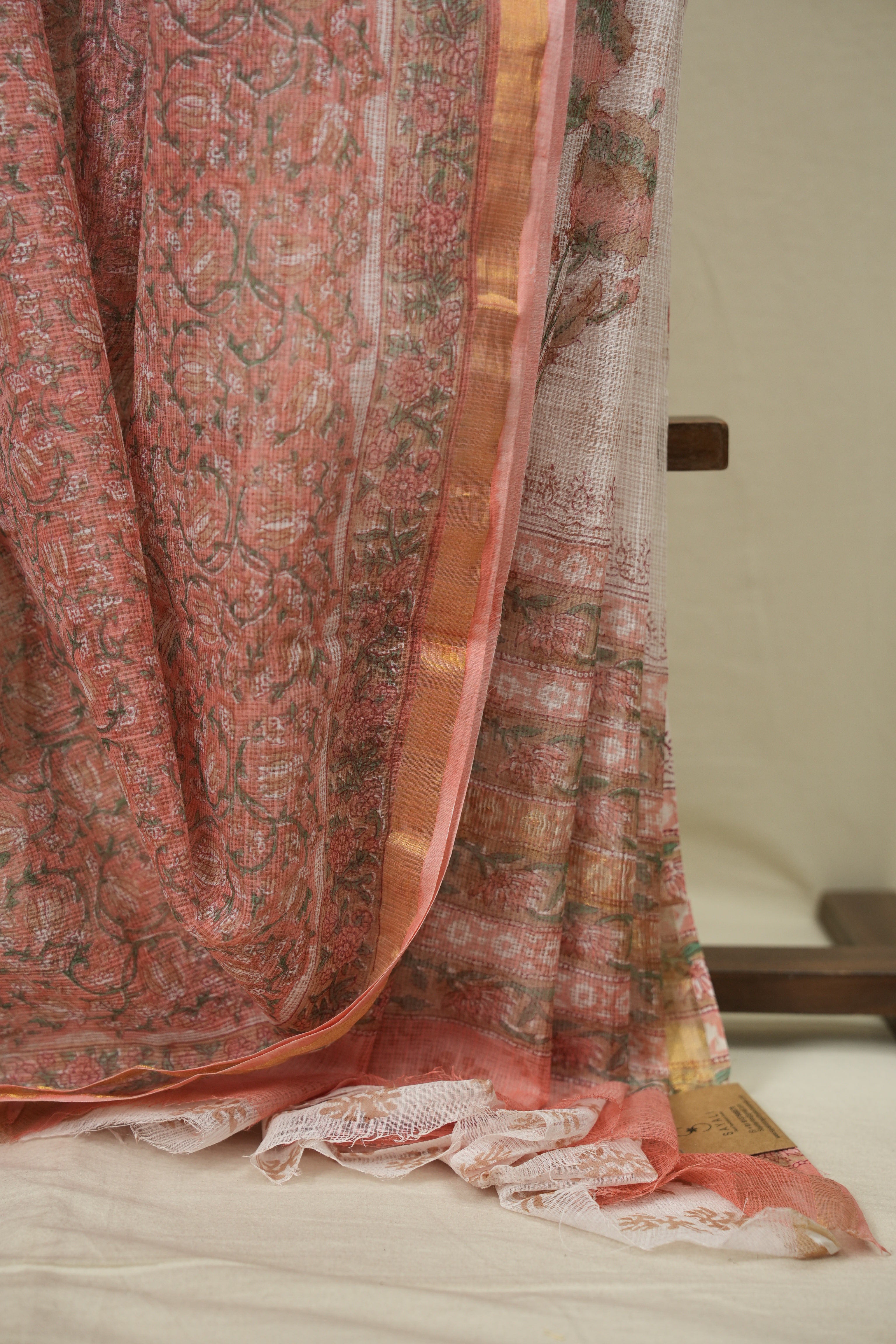 Peach Kota Doria Saree - SRPKDS310