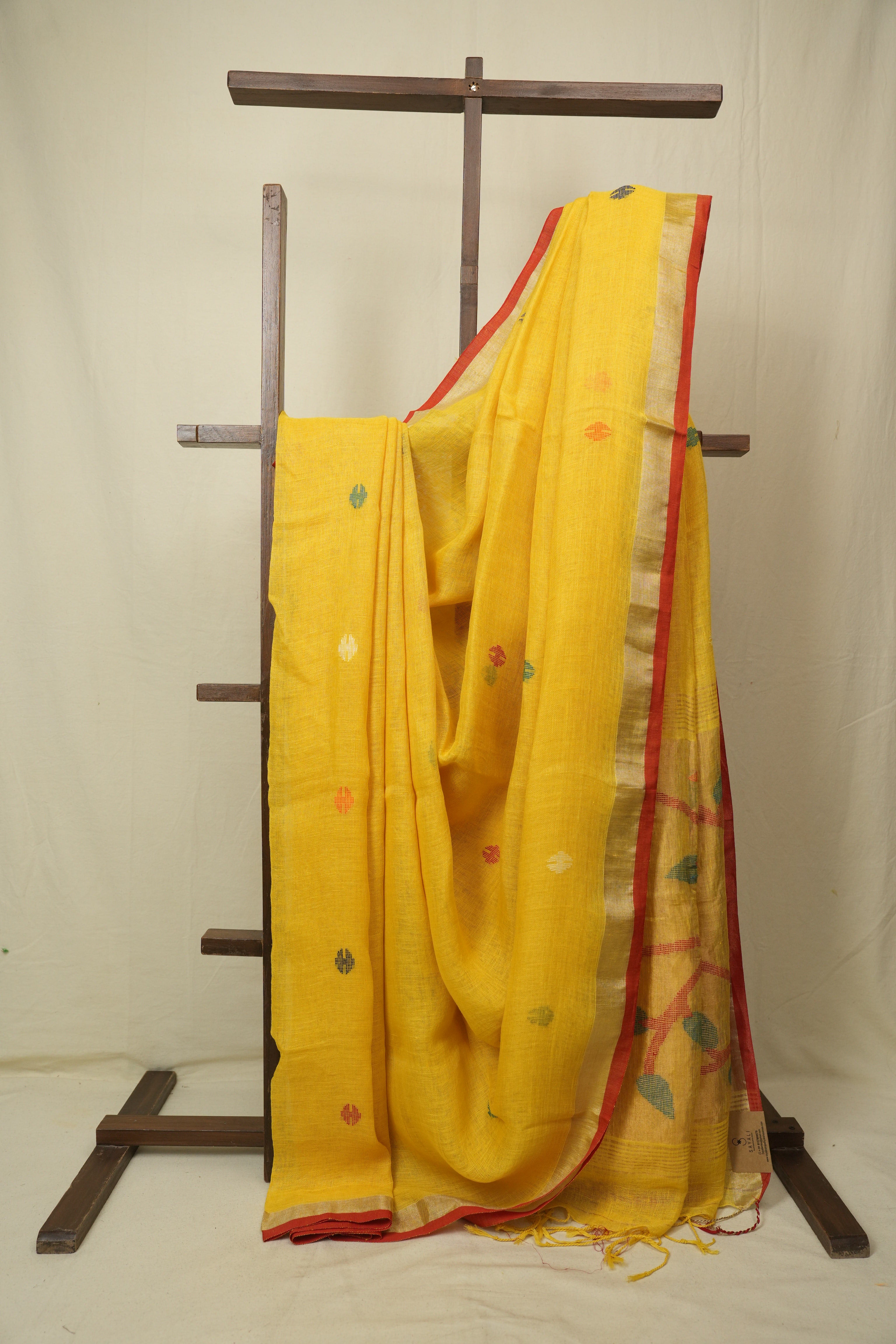 Yellow Linen Jamdani Saree - SRYLJS520