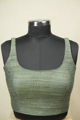 Sage Green Matka Silk Blouse - SRSGMSB04