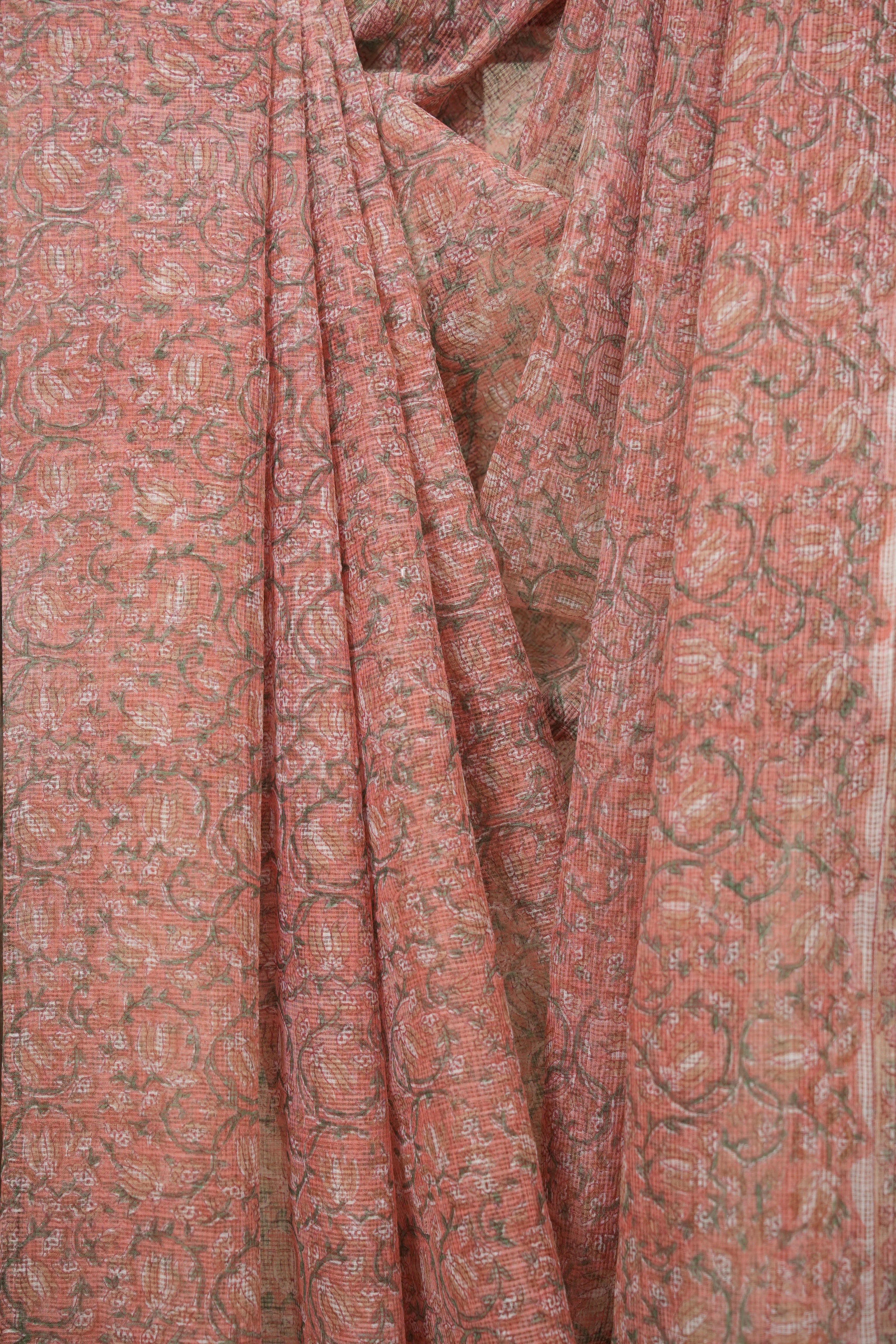 Peach Kota Doria Saree - SRPKDS310