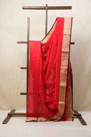 Red Chanderi Cotton Silk Saree - SRRCSS440