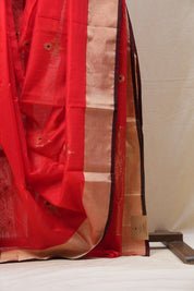Red Chanderi Cotton Silk Saree - SRRCSS440