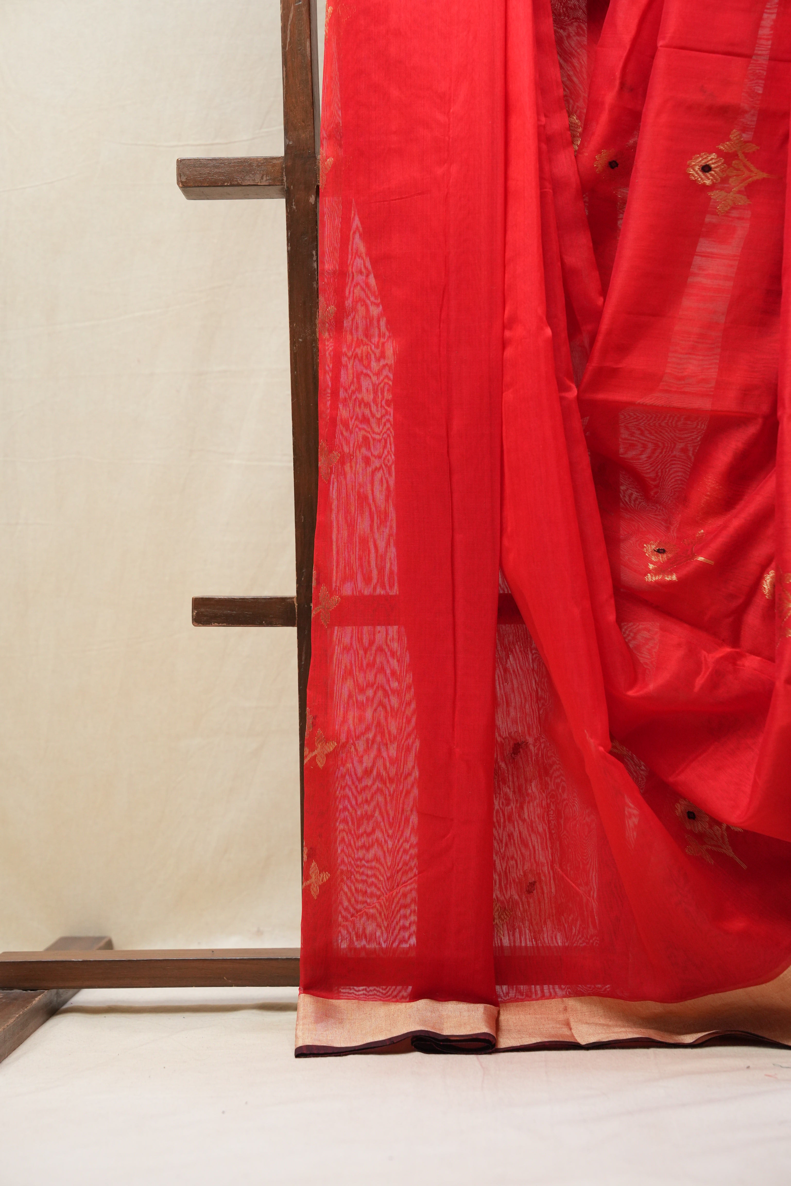 Red Chanderi Cotton Silk Saree - SRRCSS440