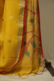 Yellow Linen Jamdani Saree - SRYLJS520