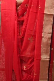 Red Chanderi Cotton Silk Saree - SRRCSS440