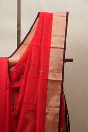 Red Chanderi Cotton Silk Saree - SRRCSS440