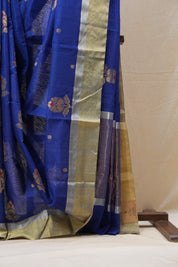 Dark Blue Chanderi Cotton Silk Saree - SRDBCSS436