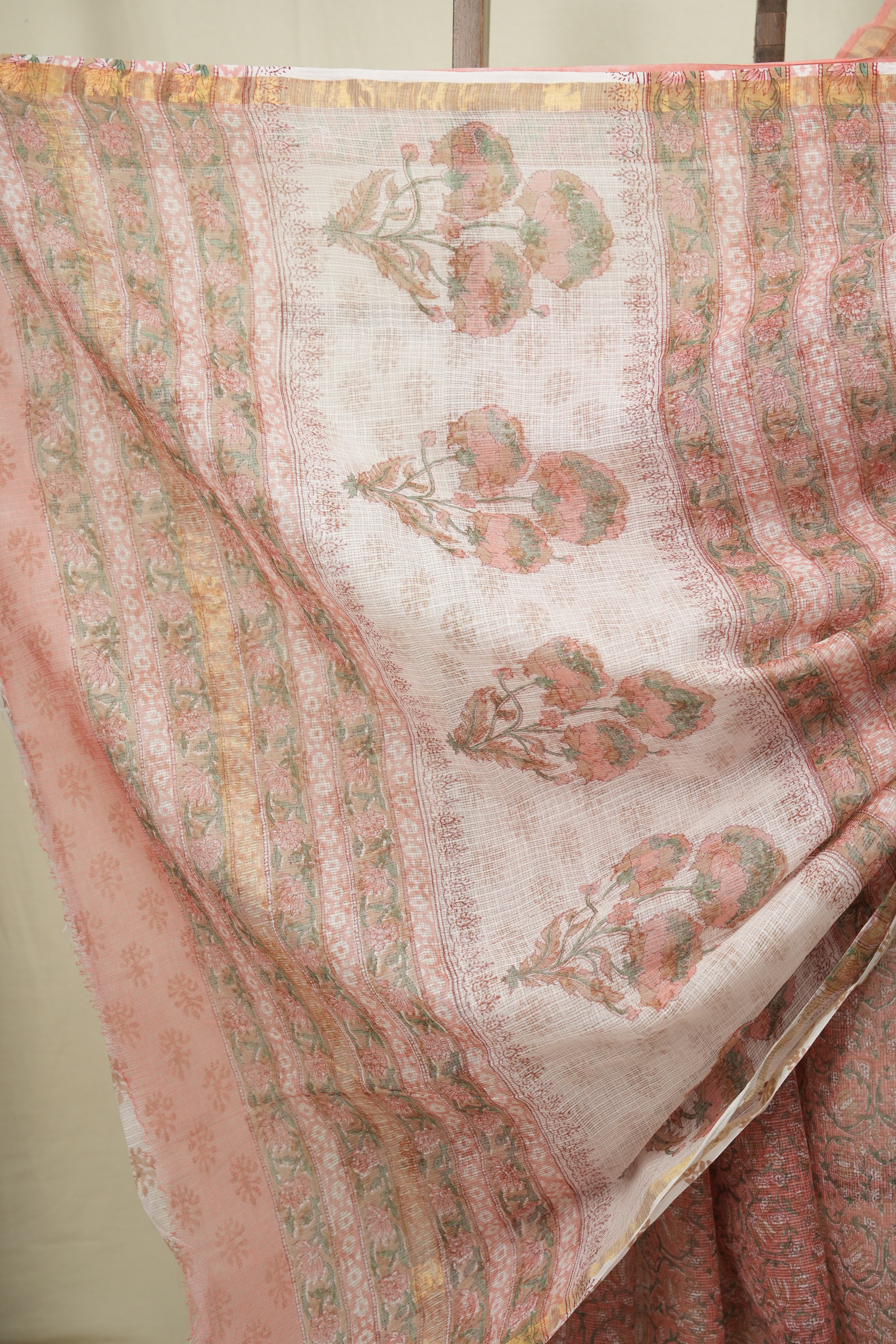 Peach Kota Doria Saree - SRPKDS310