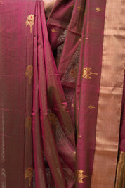 Two Tone Purple Chanderi Cotton Silk Saree - SRTTPCSS434