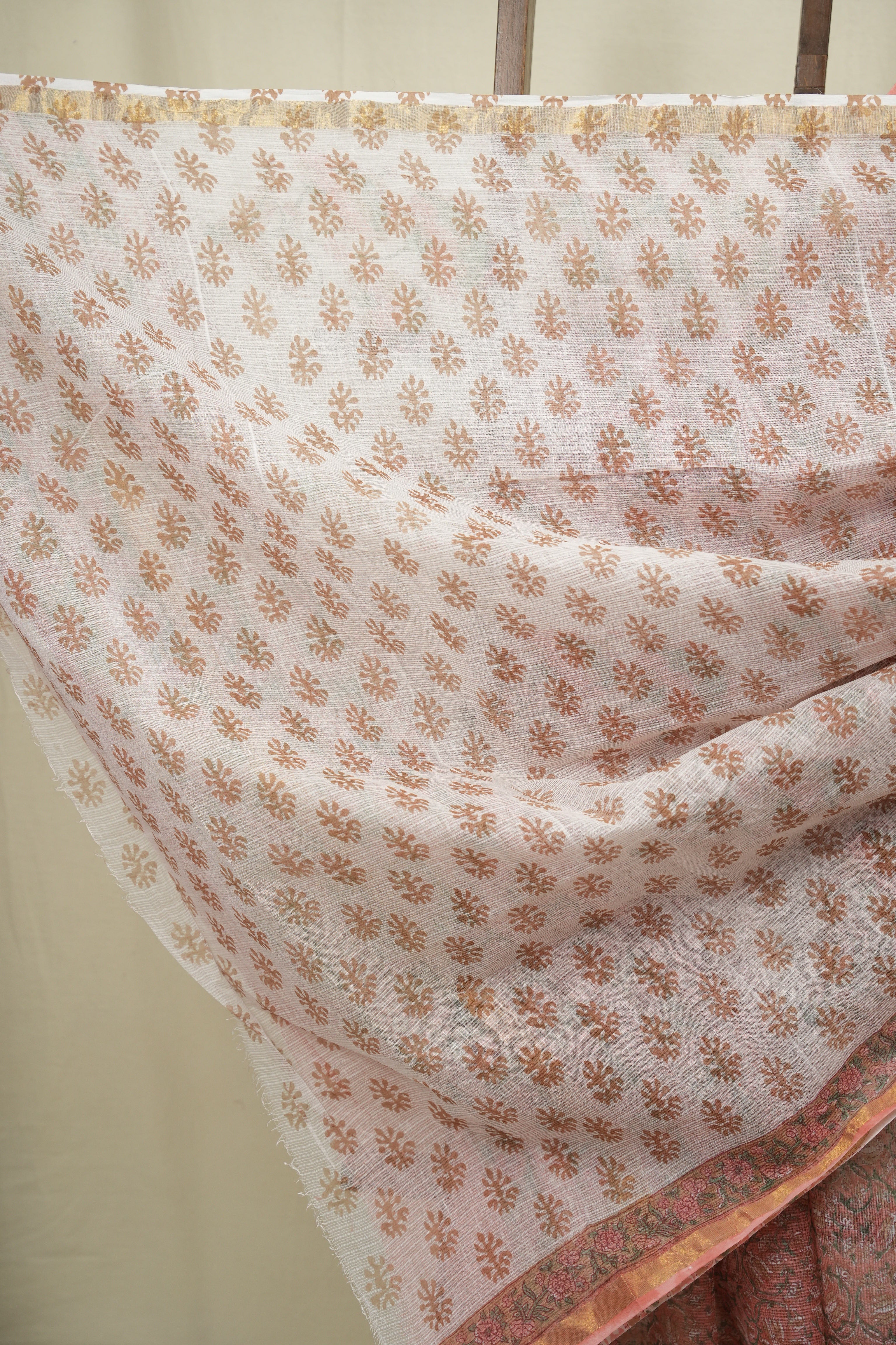 Peach Kota Doria Saree - SRPKDS310