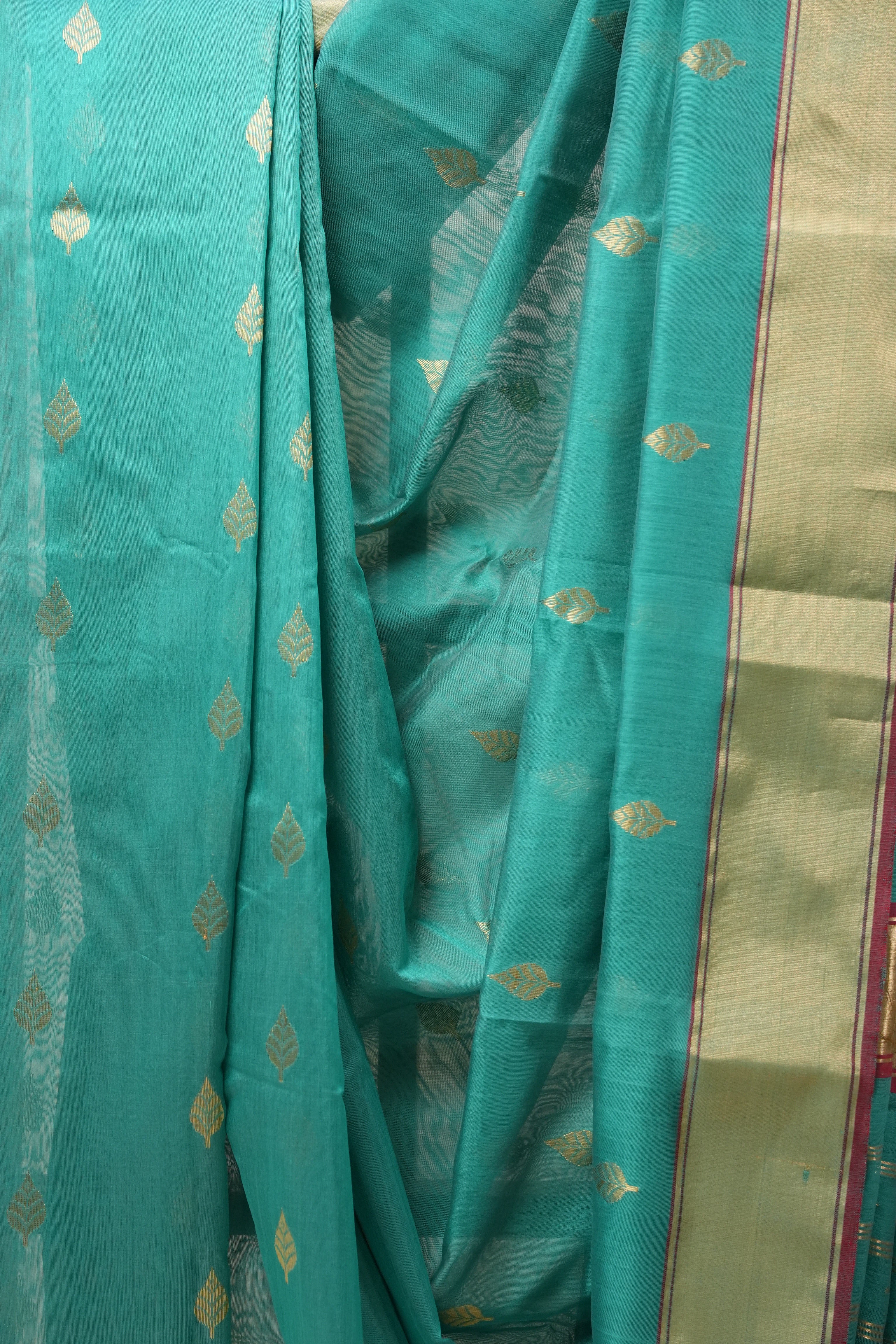 Teal Green Chanderi Cotton Silk Saree - SRTGCSS438