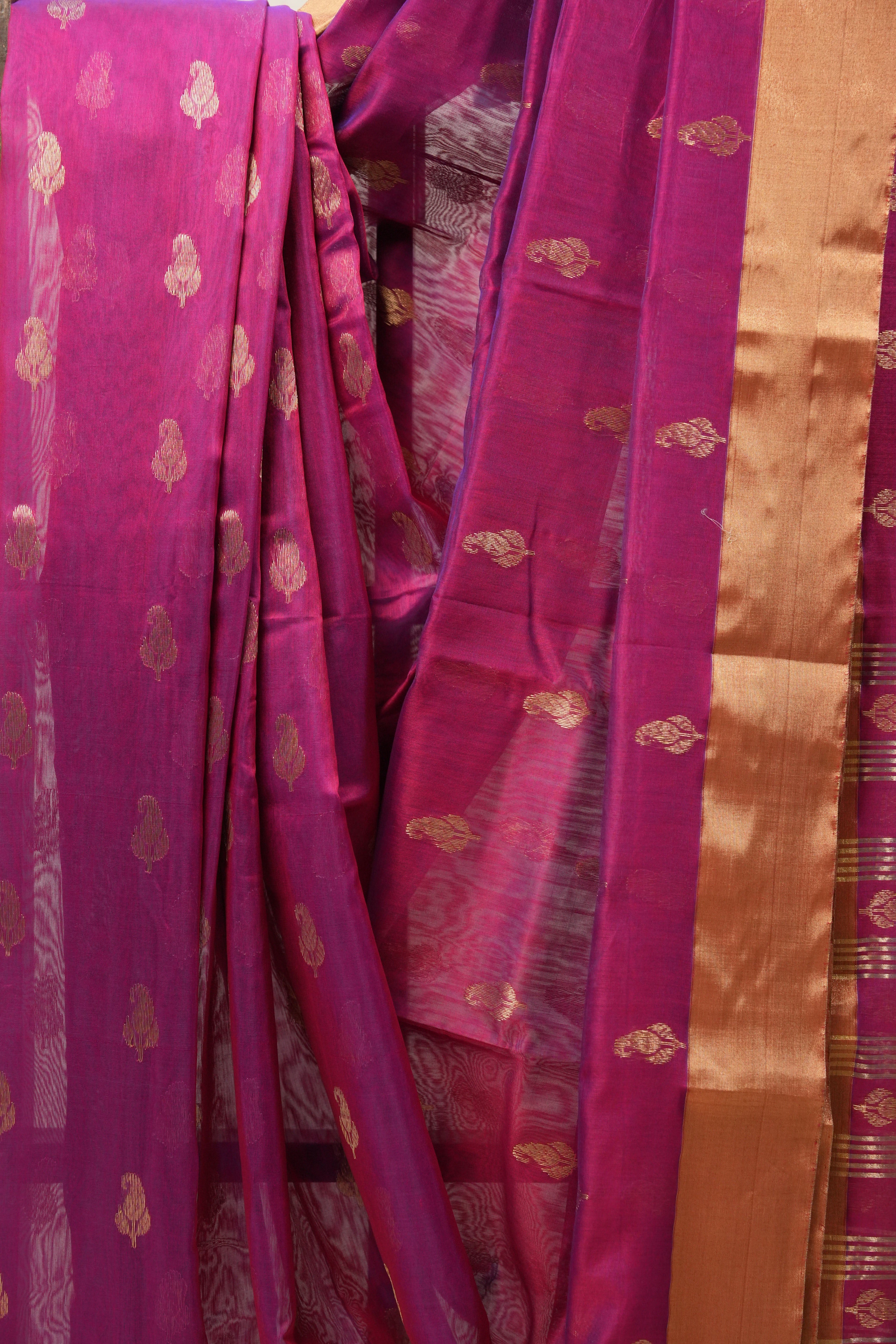 Magenta Chanderi Cotton Silk Saree - SRMCSS442