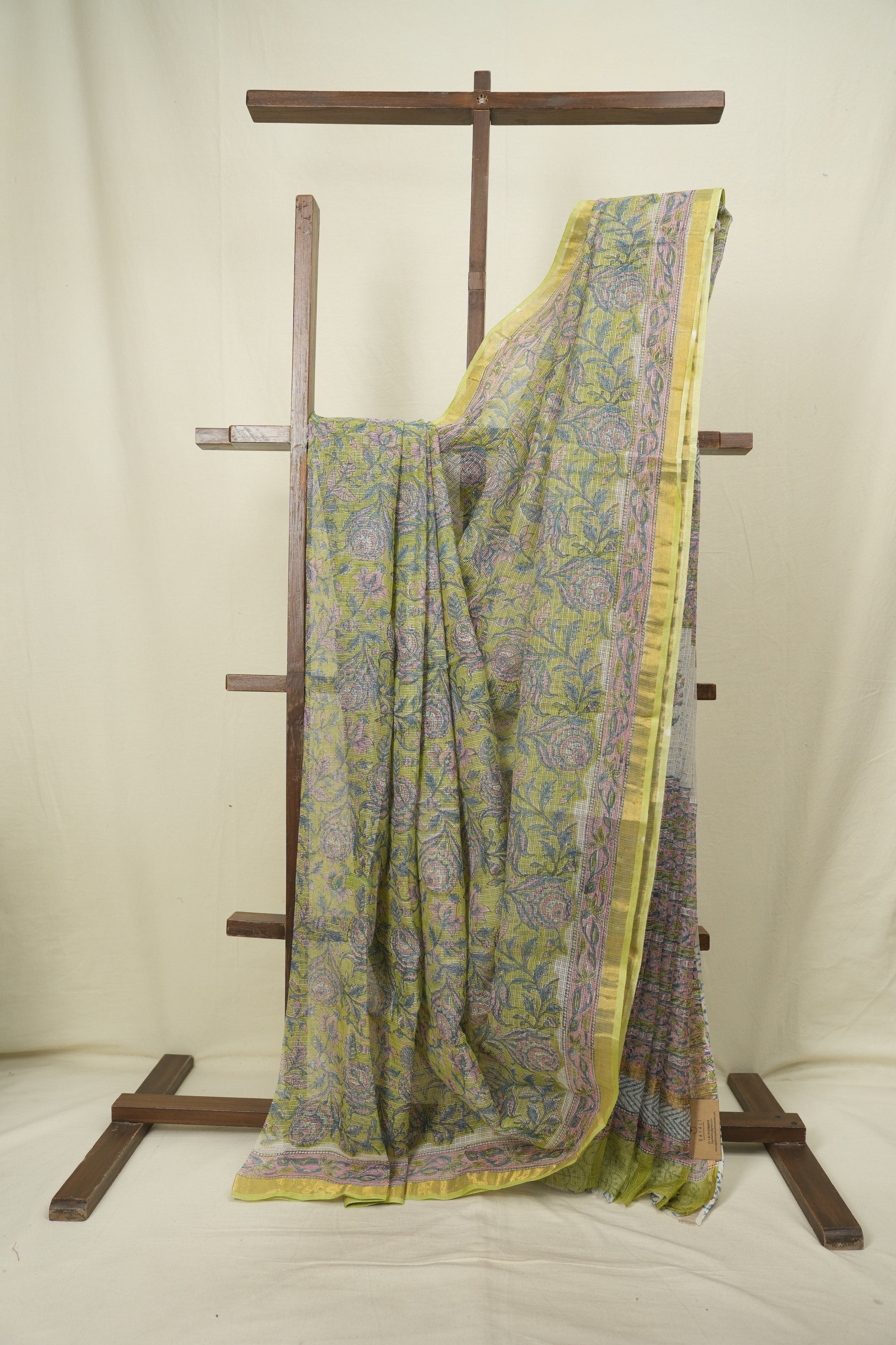 Green Kota Doria Saree - SRGKDS309
