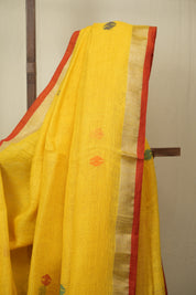 Yellow Linen Jamdani Saree - SRYLJS520