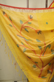 Yellow Linen Jamdani Saree - SRYLJS520