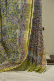 Green Kota Doria Saree - SRGKDS309