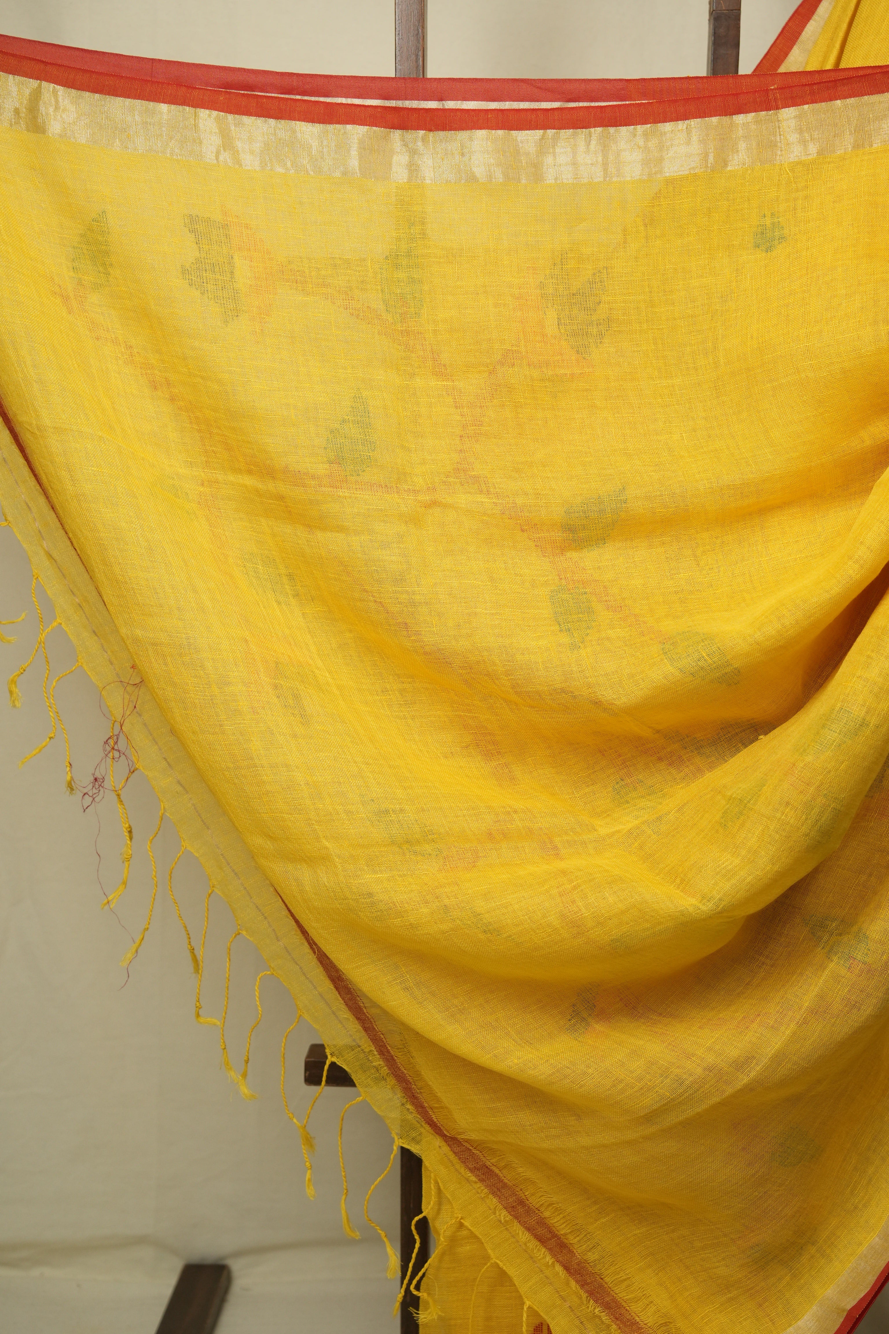 Yellow Linen Jamdani Saree - SRYLJS520