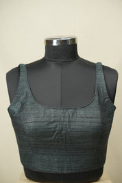 Charcoal Green Matka Silk Blouse - SRCGMSB03