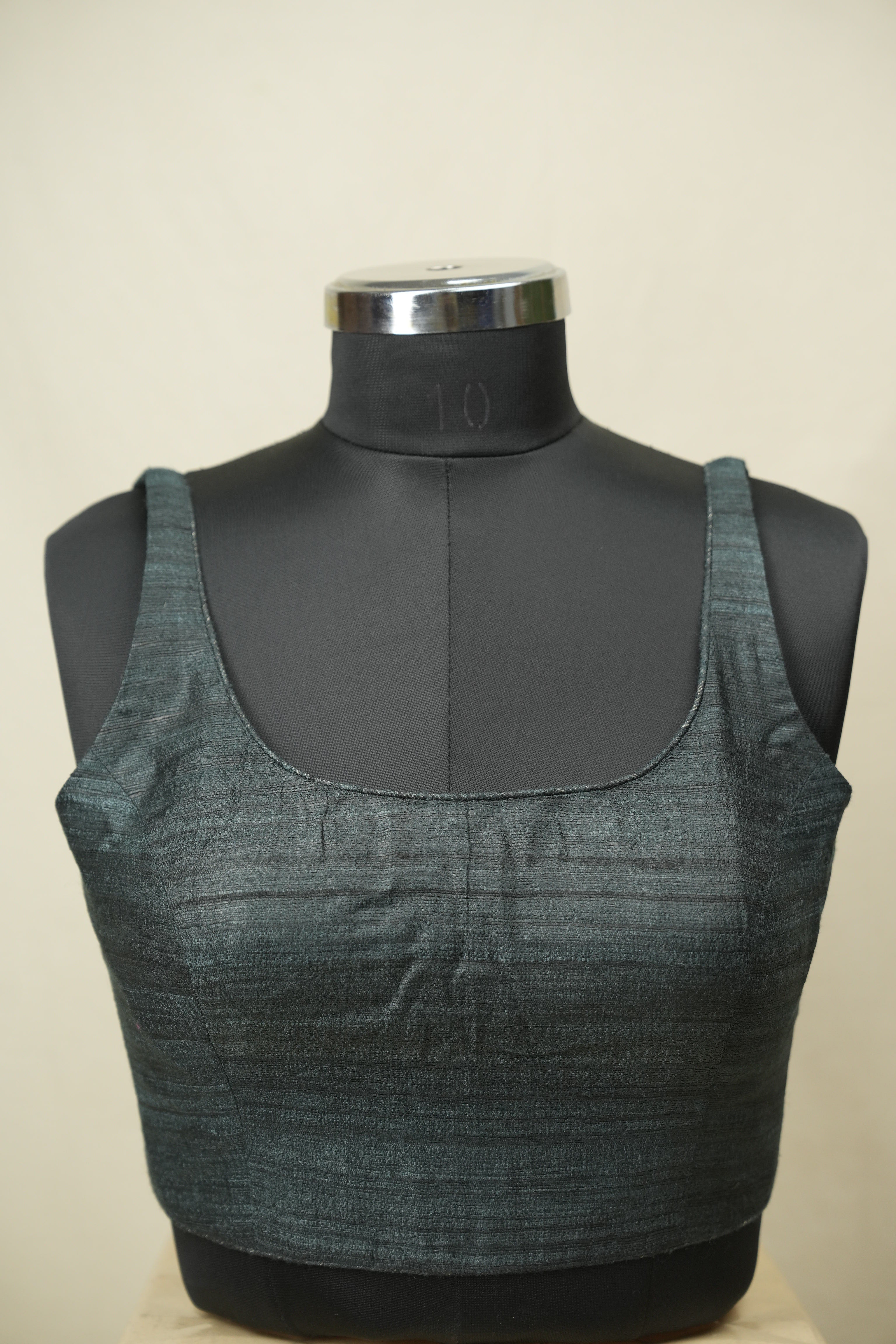 Charcoal Green Matka Silk Blouse - SRCGMSB03