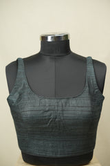 Charcoal Green Matka Silk Blouse - SRCGMSB03