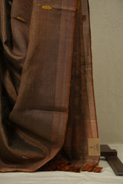 Copper Green Tissue Linen Jamdani Saree - SRCGTLJS201