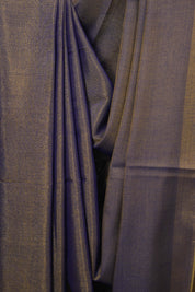 Dual Tone Blue Plain Tissue Linen Saree With Tassels - SRDTBPTLS305