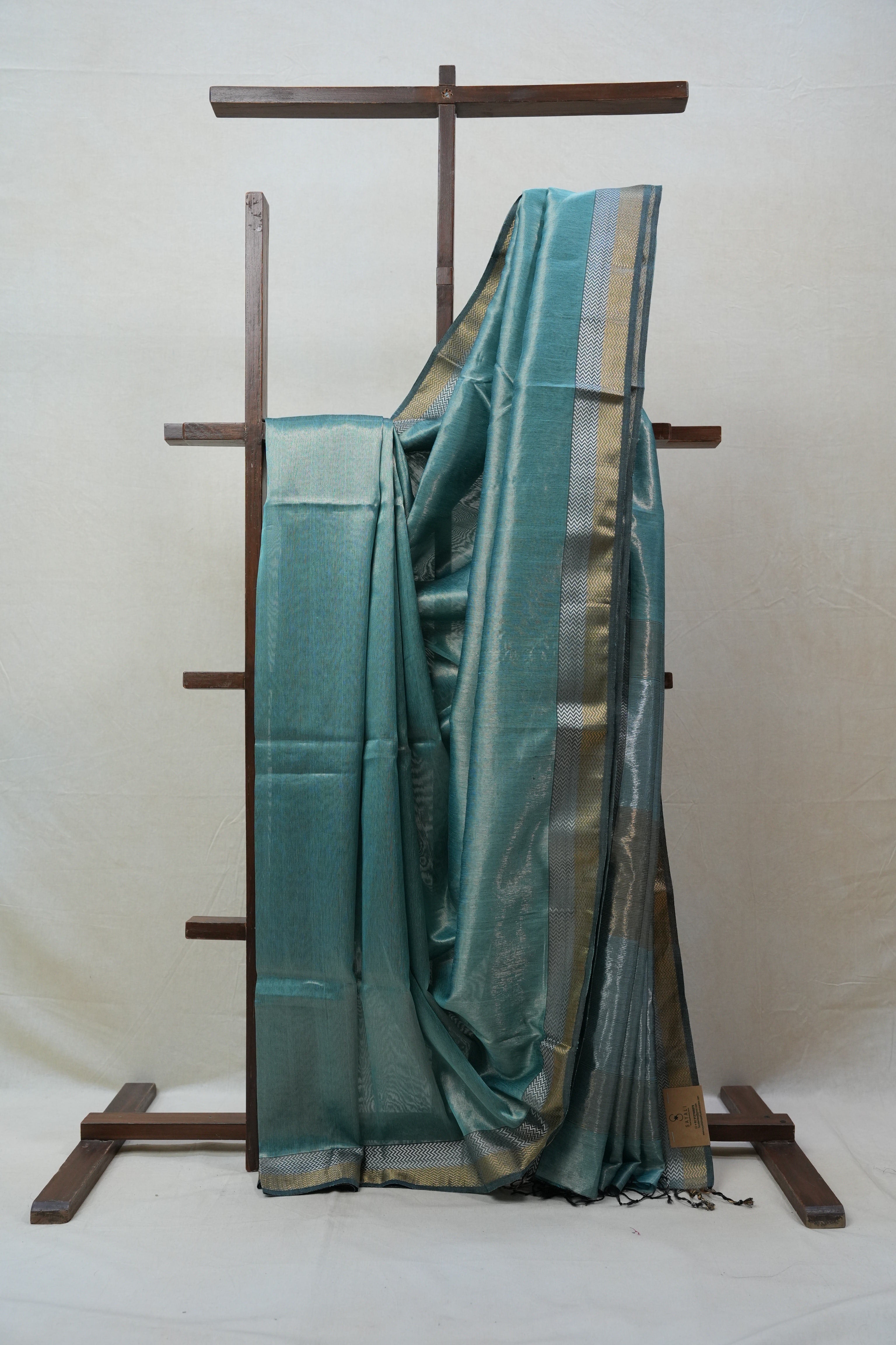 Blue Maheshwari Tissue Saree - SRBMTS448