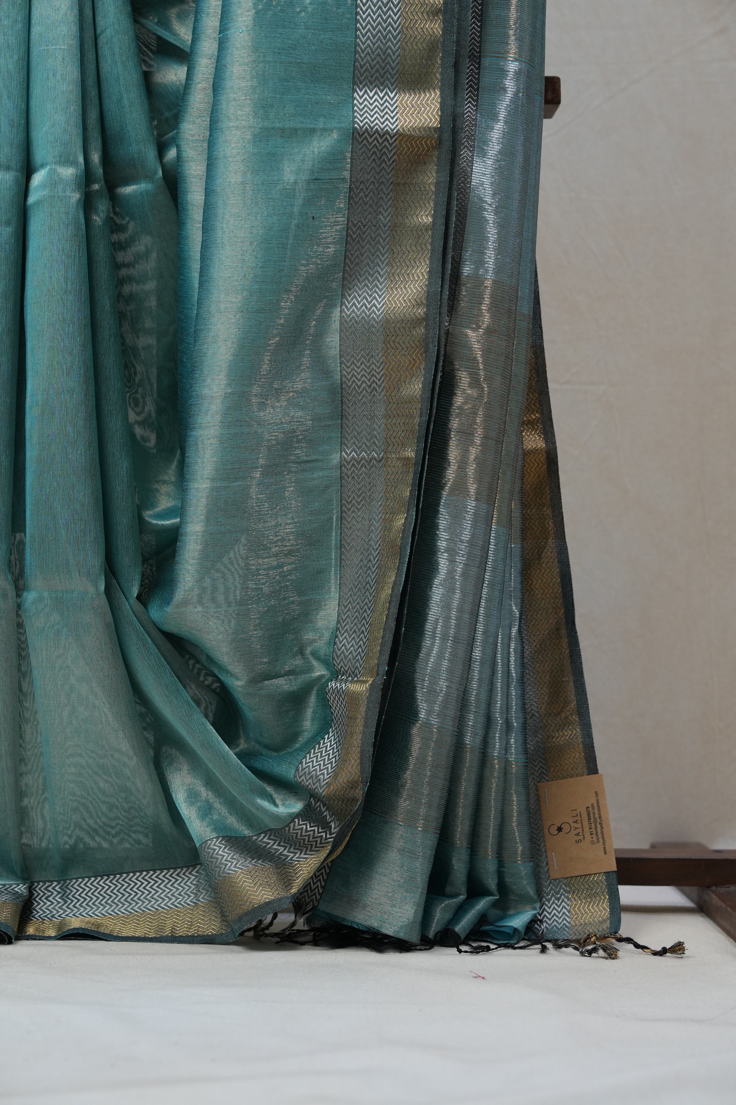 Blue Maheshwari Tissue Saree - SRBMTS448