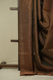 Copper Green Tissue Linen Jamdani Saree - SRCGTLJS201