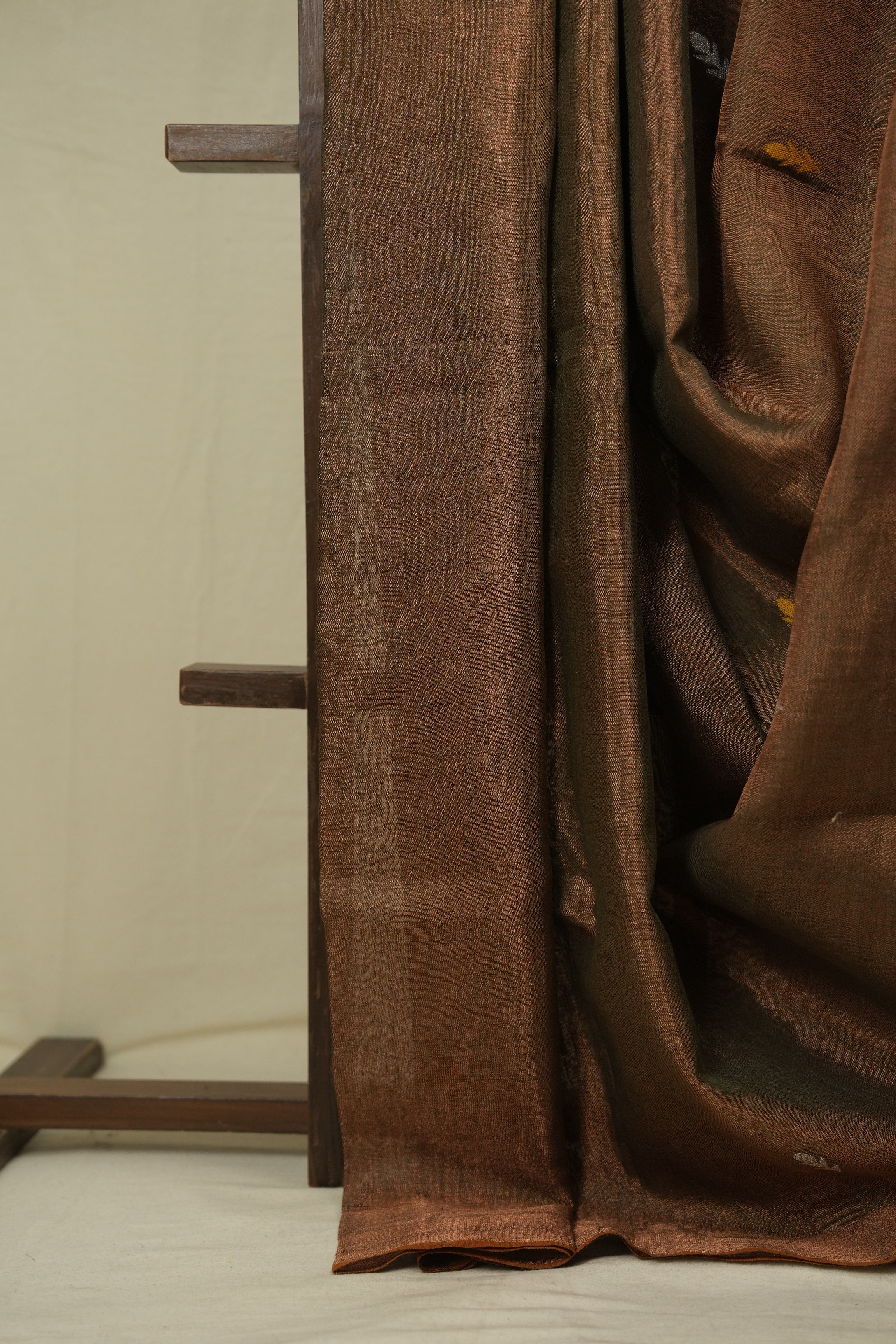 Copper Green Tissue Linen Jamdani Saree - SRCGTLJS201