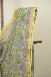 Green Kota Doria Saree - SRGKDS309