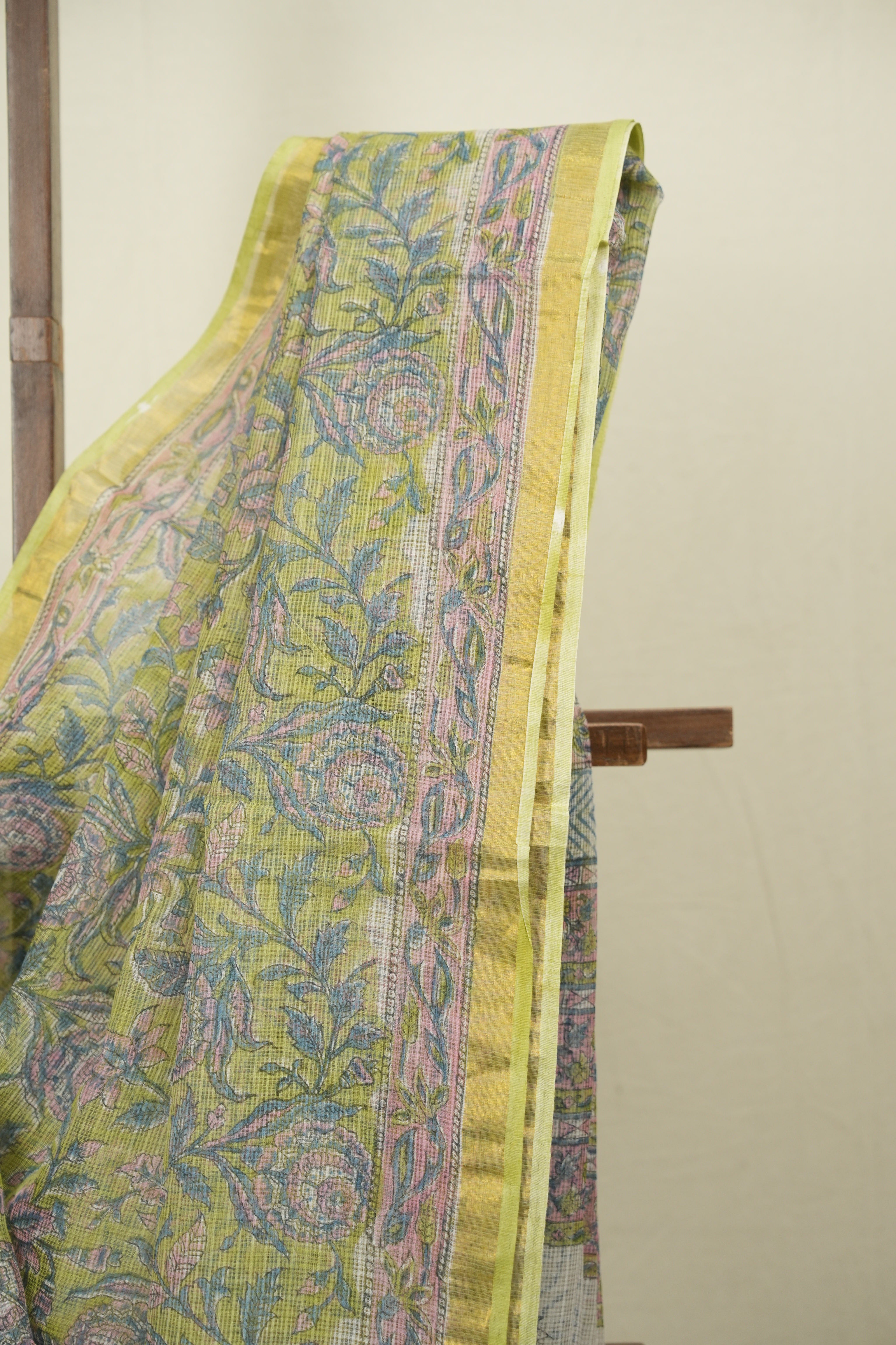 Green Kota Doria Saree - SRGKDS309