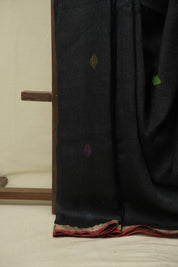 Black Linen Jamdani Saree - SRBLJS524