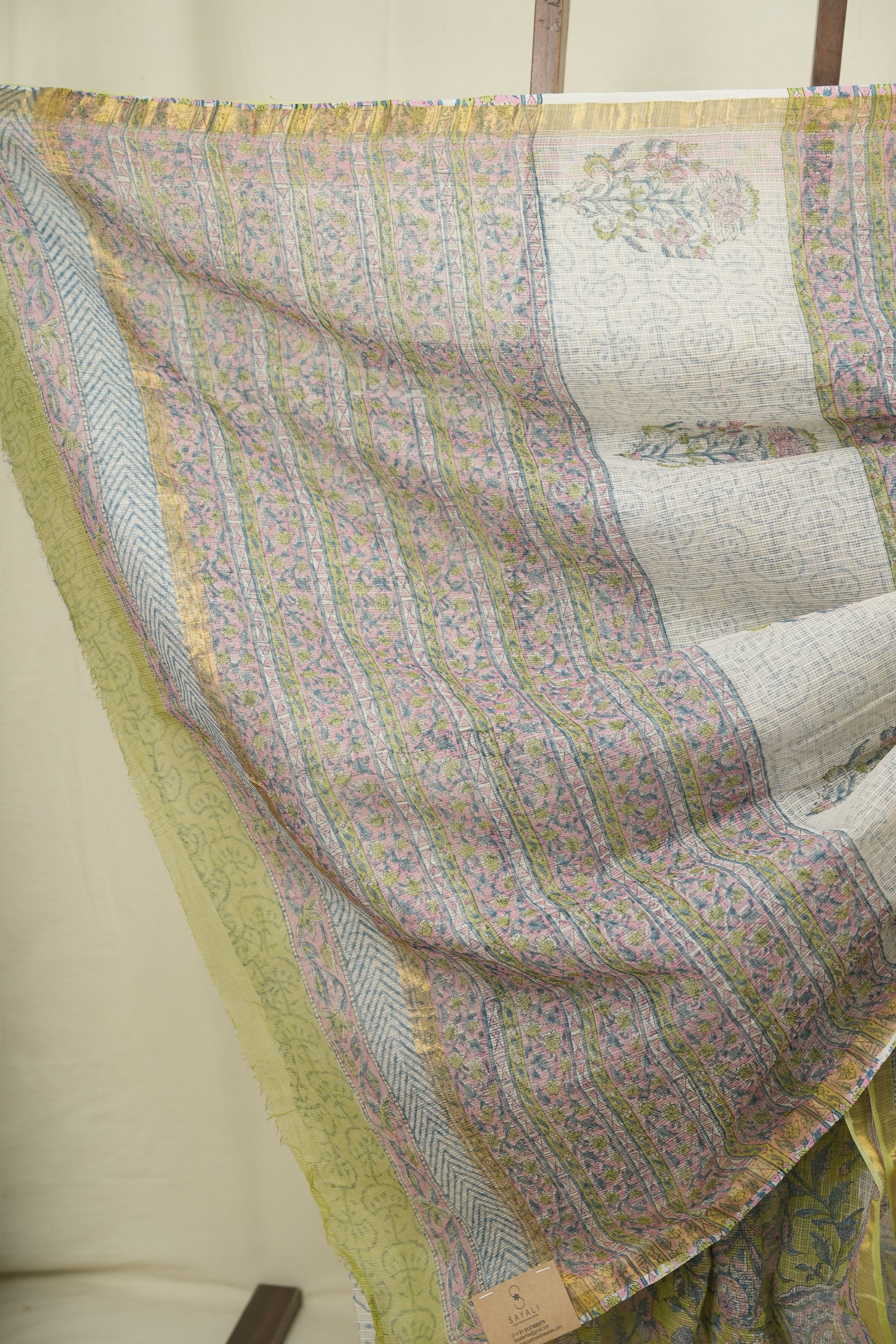 Green Kota Doria Saree - SRGKDS309
