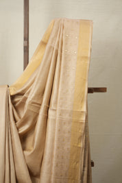 Gold Cream Tussar Silk Saree - SRGCTSS1665