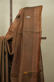 Copper Green Tissue Linen Jamdani Saree - SRCGTLJS201