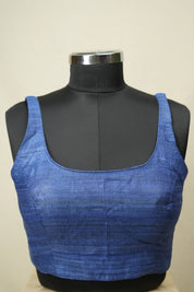 Navy Blue Matka Silk Blouse - SRNBMSB02